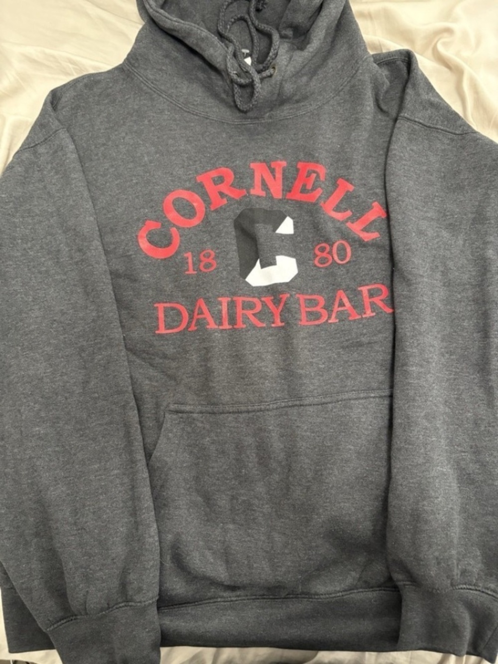 Cornell University Vintage Dairy Bar Unisex Hoodie with Drawstring Hood Large